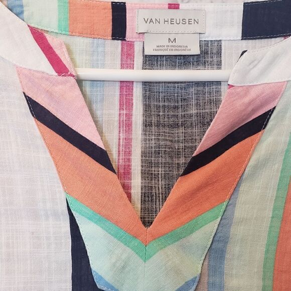 VAN HEUSEN Striped Lightweight V-neck Top - Picture 4 of 8